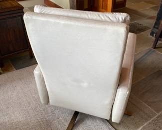 #46 - $1450- Leather Swivel Chair Off white 28"Wx30"Dx39"H (American leather)