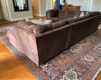 #90 - $700 - Chocolate Microsuede Sofa Ashley Furniture - Sec. 1 -102"Wx39"Dx38"H -  Sec. 2-35W"x39"Dx38"H.  Sec. 3 -39"Wx61"D