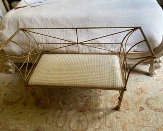 #27 - $275 Gold Metal Bench from Jim Goldman 52"Wx19"Dx30"H - need cushion redo 