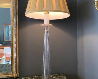 #10 - $480- Duh Pair of Glass Lamps. 41"Hx Shade 18"W. 3 way