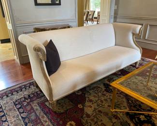 #17 - $800 - Cream Linen Sofa. 94"Wx35"Dx37"H. (Stain)