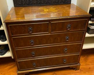 #44 - $1275 - English Oyster burl Chest of Drawers 7"Wx21"Dx36"H