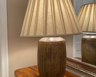 #62 - $425 - Pair Ceramic Lamps 31"Hx Shade 20"W