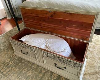 #37 - $250 - Painted Cedar Chest  53"Wx18"Dx17"H