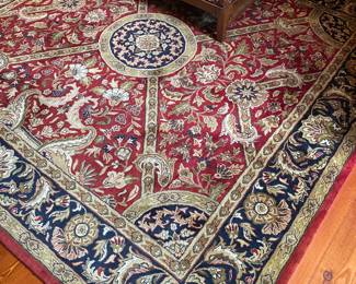 #3 - $400 - Wool Rug, Red & Navy 92"sq
