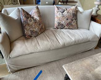 #51- $1000- Duh Cream linen Sofa 78"Wx35"Dx33"H