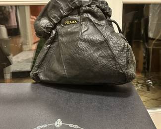 Prada shoulder bag Nero Napa Antic leather with purse box 