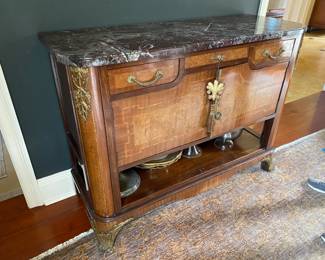 #14 - $1250 - French Louis XV style sideboard marble top c.1900 -  52"x40"x19"
