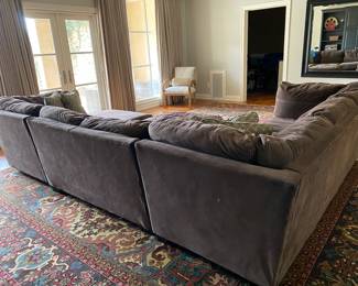 #90 - $700 - Chocolate Microsuede Sofa Ashley Furniture - Sec. 1 -102"Wx39"Dx38"H -  Sec. 2-35W"x39"Dx38"H.  Sec. 3 -39"Wx61"D