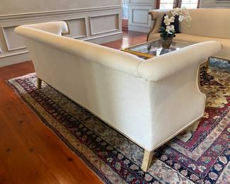 #17 - $800 - Cream Linen Sofa. 94"Wx35"Dx37"H. (Stain)
