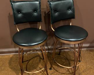 #84 - $180 - Pair of Leatherette & Metal Stools 17"Dx41"H