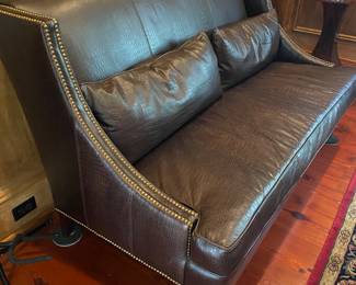 #4 - $900- Brown Faux croc nail head Naugahyde Sofa 64"Wx39"Hx40"D from Jim Goldman Interiors 