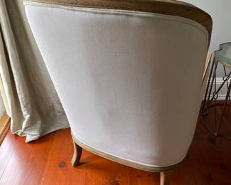 #35 - $400 - Linen Canvas & Wood Chair w/ottoman 32"Dx26"Wx39"H