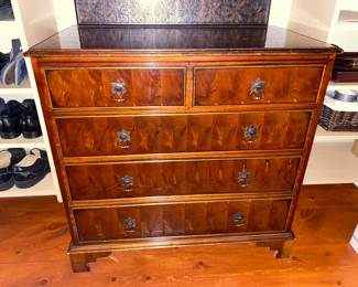 #44 - $1275 - English Oyster burl Chest of Drawers 7"Wx21"Dx36"H