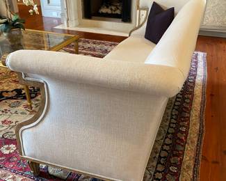 #17 - $800 - Cream Linen Sofa. 94"Wx35"Dx37"H. (Stain)