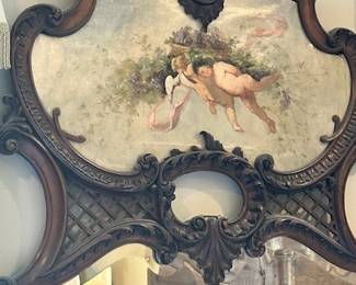 Louis XV styl Trumeau with Angel painting on top 79x38 C.1870's. Came from Paris apt. $2,000