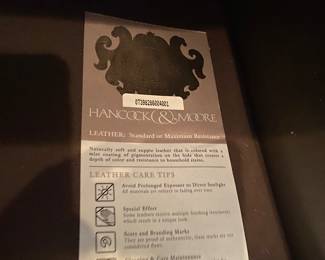 #8 - $600 -Hancock & More Leather Olive Green Chair & Ottoman 32"Wx42"Dx38"H.  Otttoman 26"Wx20"Dx17"D