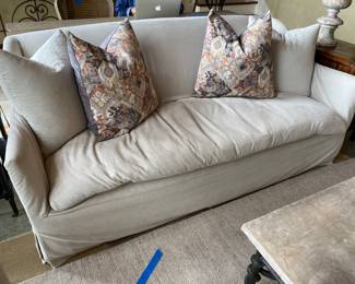 #51- $1000- Duh Cream linen Sofa 78"Wx35"Dx33"H