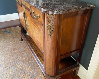 #14 - $1250 - French Louis XV style sideboard marble top c.1900 -  52"x40"x19"