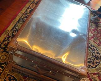 #5 - $600 -Steel Watson trunk/coffee table 35"Wx23"Dx19"H. Bond of London