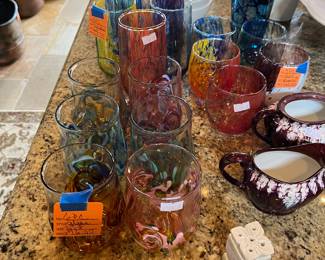 Handblown Italian glasses bet $60 to $70 a set  - Front set 6 pieces Sold 