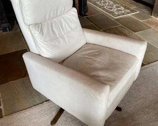 #46 - $1450 Leather Swivel Chair Off white 28"Wx30"Dx39"H (American leather)