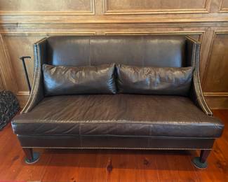 #4 - $900- Brown Faux croc nail head Naugahyde Sofa 64"Wx39"Hx40"D from Jim Goldman Interiors 