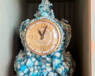 1955-1960's Americana resin mantel clocks  made with stones or shells 
