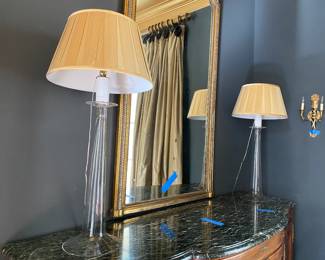 #10 - $600 Duh Pair of Glass Lamps. 41"Hx Shade 18"W. 3 way