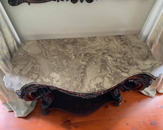 #31 - $800 - Rococo Console w/barrister back legs & gray marble top