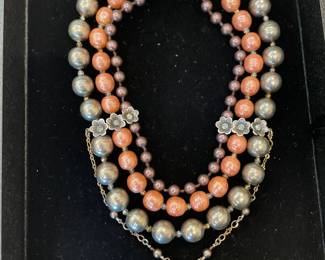 $170  Large necklace faux pearls 