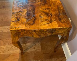 #1 - $400 - Italian burlwood side table (pair) 25W, 20D, 22H