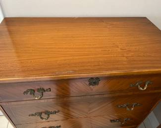 Pair of rare French Louis XVI style 1920-1940's tall chest $1000 (the one to the right as couple of water stain on top)