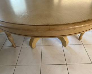 $395.00 kitchen table with 4 pineapple back chairs 65w 48 d 30 h with leaf 98 W without leaf