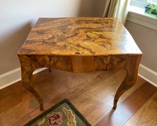 #1 - $400 - Italian burlwood side table (pair) 25W, 20D, 22H