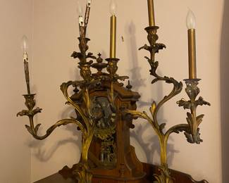 400.00 pair of bronze candelabras with inserts 16x35