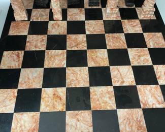 #42 - $50 - Marble chess board w/pieces