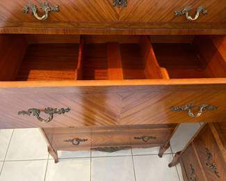 Pair of rare French Louis XVI style 1920-1940's tall chest $1000 (the one to the right as couple of water stain on top)
