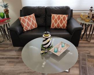 Chrome and glass coffee table 