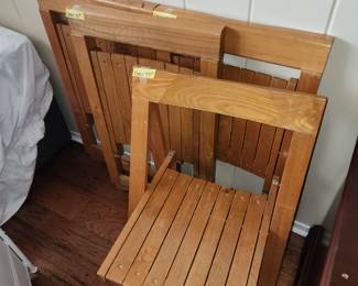 4 folding wooden chairs