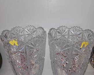 2 large crystal vases