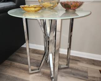 Chrome and glass end table