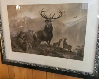 Beautifully framed antique stag print