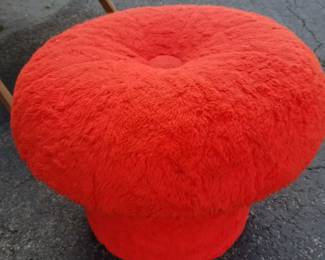 Get out coolness, highly collectible orange mushroom stool, 1960's basement level 