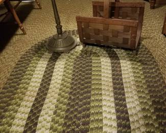 Vintage green hook rug