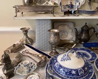 Brandenburg Candleholder, Made In Germany Windmill Motif Coasters, Antique Silver Kiddush Cup