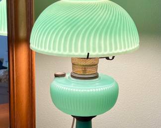 Antique Aladdin Jade Green Moonstone Oil Lamp Converted to Electric-we have 2