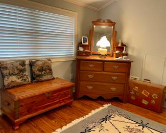 Antique Dresser with Mirror, Cedar Chest