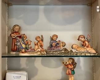 Hummel Figurines, Marigold/Bright Orange Carnival Glass, Sowerby Carnival Glass Bowl Pineapple Pattern