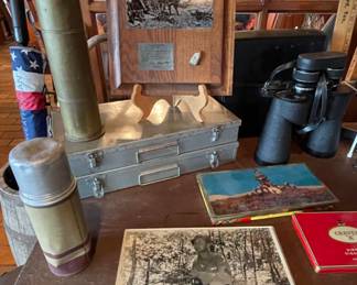 Military Memorabilia, Plaque with Authentic Civil War Minie Ball, Brass Shell Casing